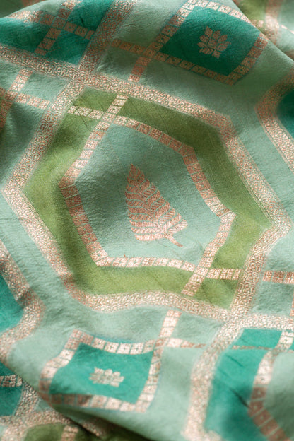 Pista Green Tussar Georgette Banarasee Handwoven Saree