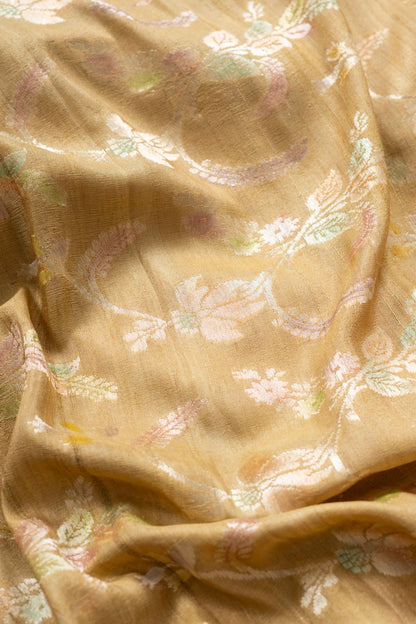 Mustard Gold Tussar Georgette Banarasi Handwoven Saree