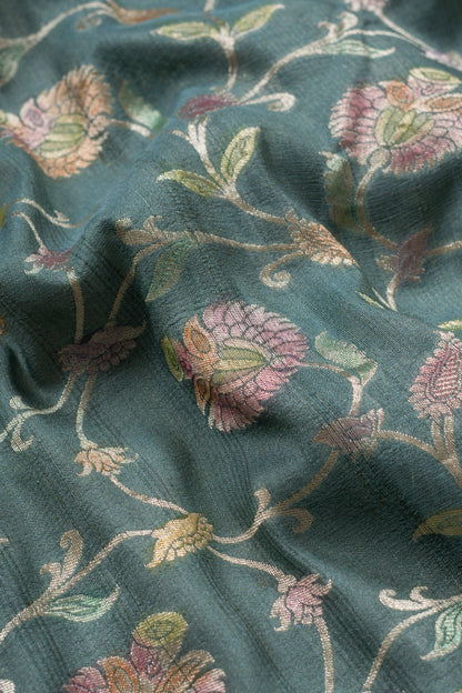 Bluish Grey Tussar Georgette Banarasi Handwoven Saree