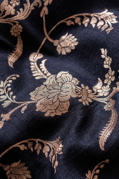 Black Tussar Georgette Handwoven Banaras Saree