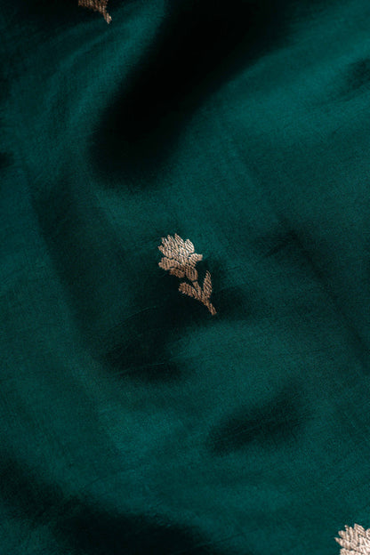 Bottle Green Soft Silk Handwoven Banarasi Saree