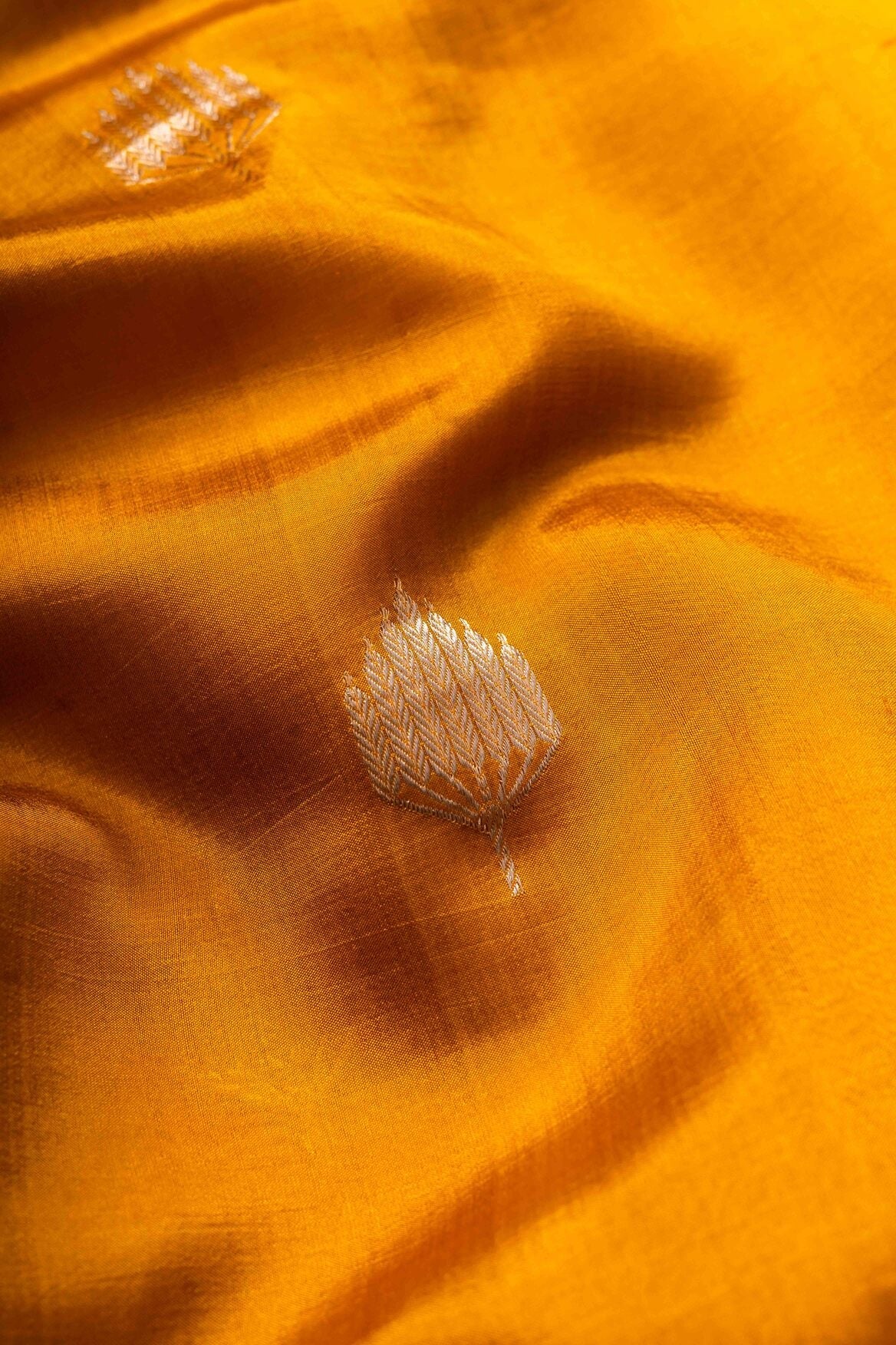 Mustard Soft Silk Banaras Handwoven Banaras Saree