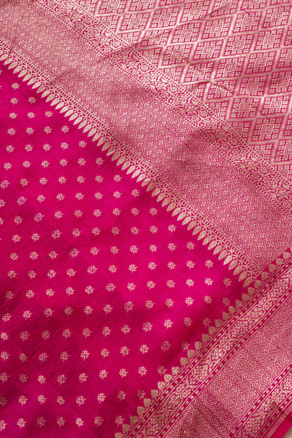 Rani Pink Tussar Georgette Banarasi Handwoven Saree