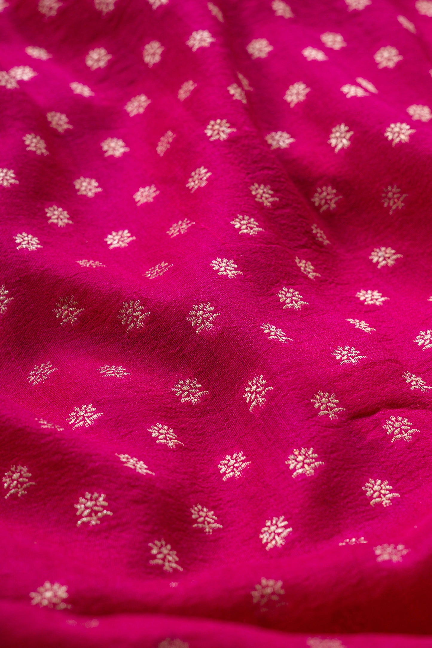Rani Pink Tussar Georgette Banarasi Handwoven Saree