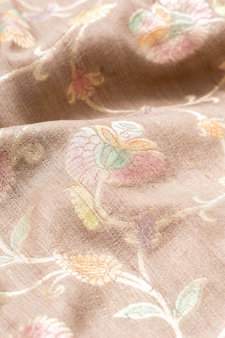 Grey Tussar Georgette Handwoven Banaras Saree