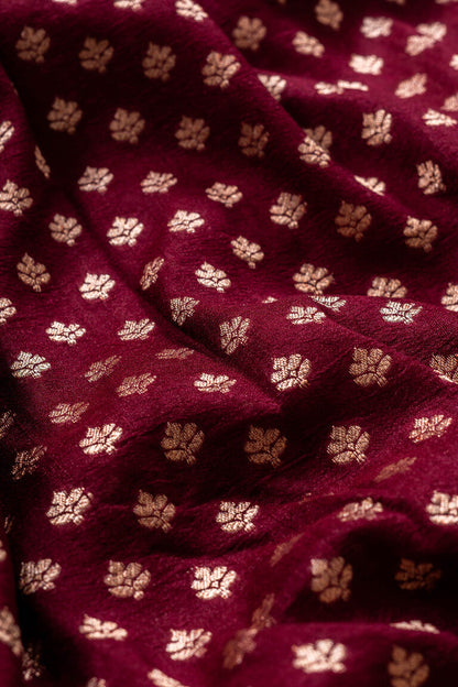 Wine Tussar Georgette Handwoven Banaras Saree