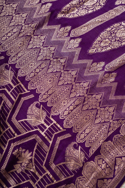 Magenta Tussar Georgette Banarasi Handwoven Saree