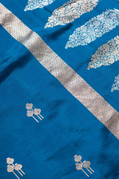 Midnight Blue Soft Silk Handwoven Banarasi Saree