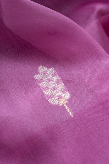 Purple Organza Handwoven Banaras Saree