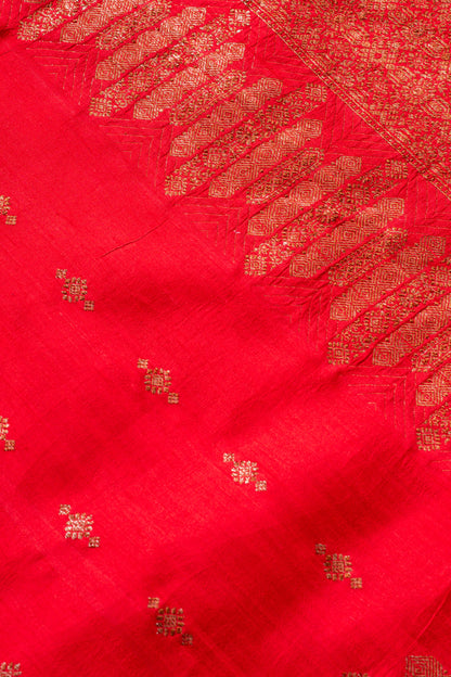 Red Raw Silk Handwoven Banarasee Saree