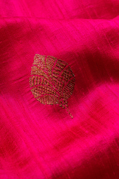 Rani Pink Raw Silk Banarasee Handwoven Saree