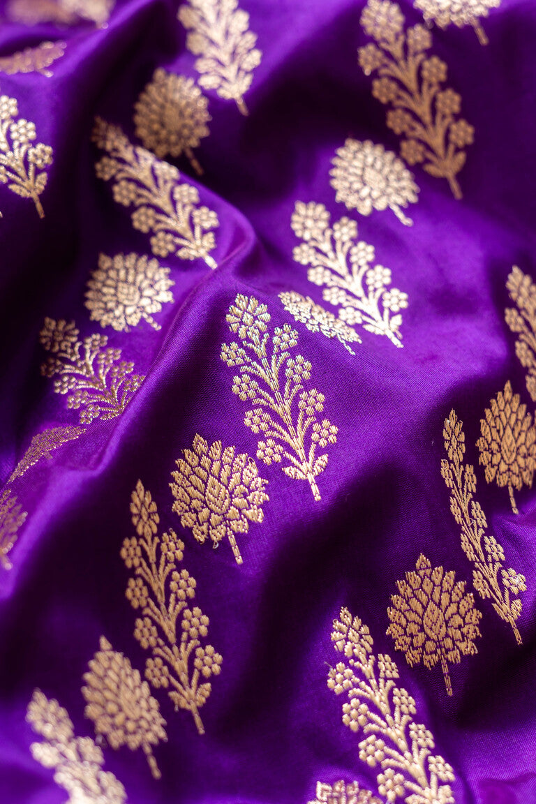 Purple Katan Silk Handwoven Banaras Saree