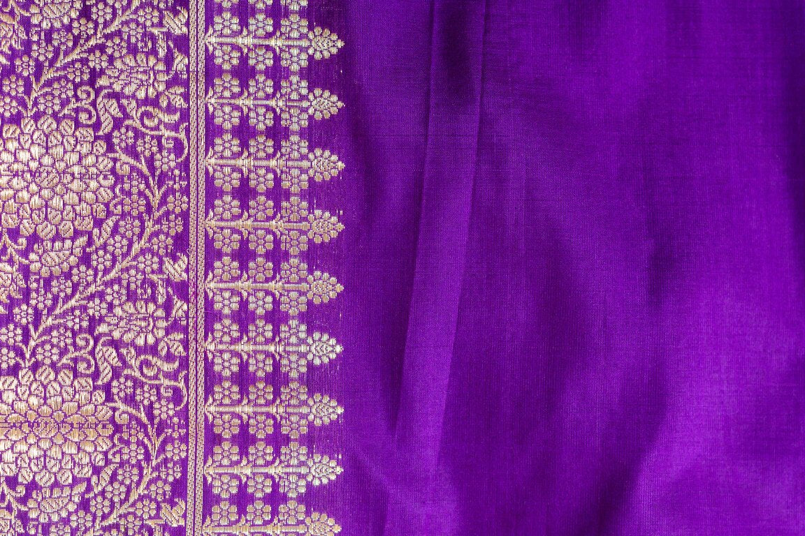 Purple Katan Silk Handwoven Banaras Saree