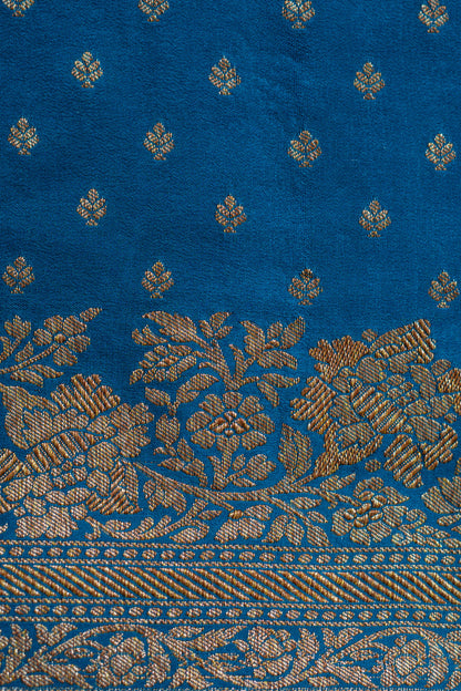 German Blue Banarasee Handwoven Saree