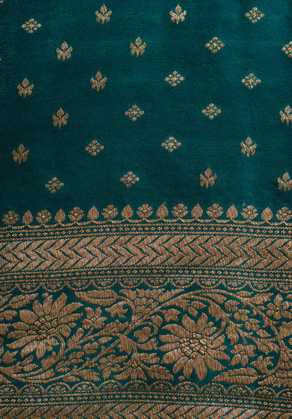 Bottle Green Banarasee Handwoven Saree