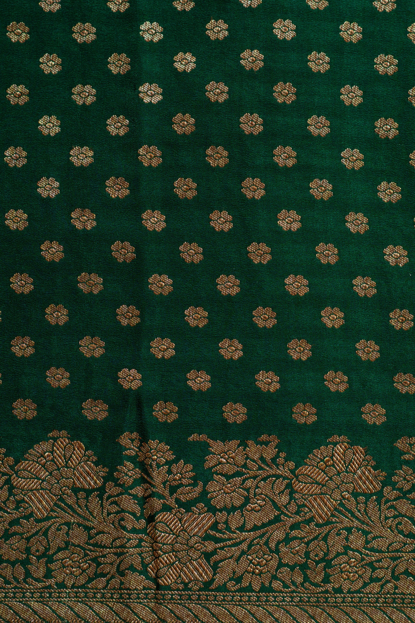 Bottle Green Banarasee Handwoven Saree