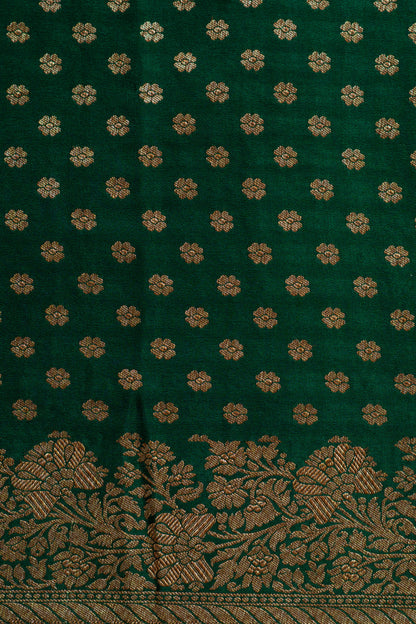 Bottle Green Banarasee Handwoven Saree