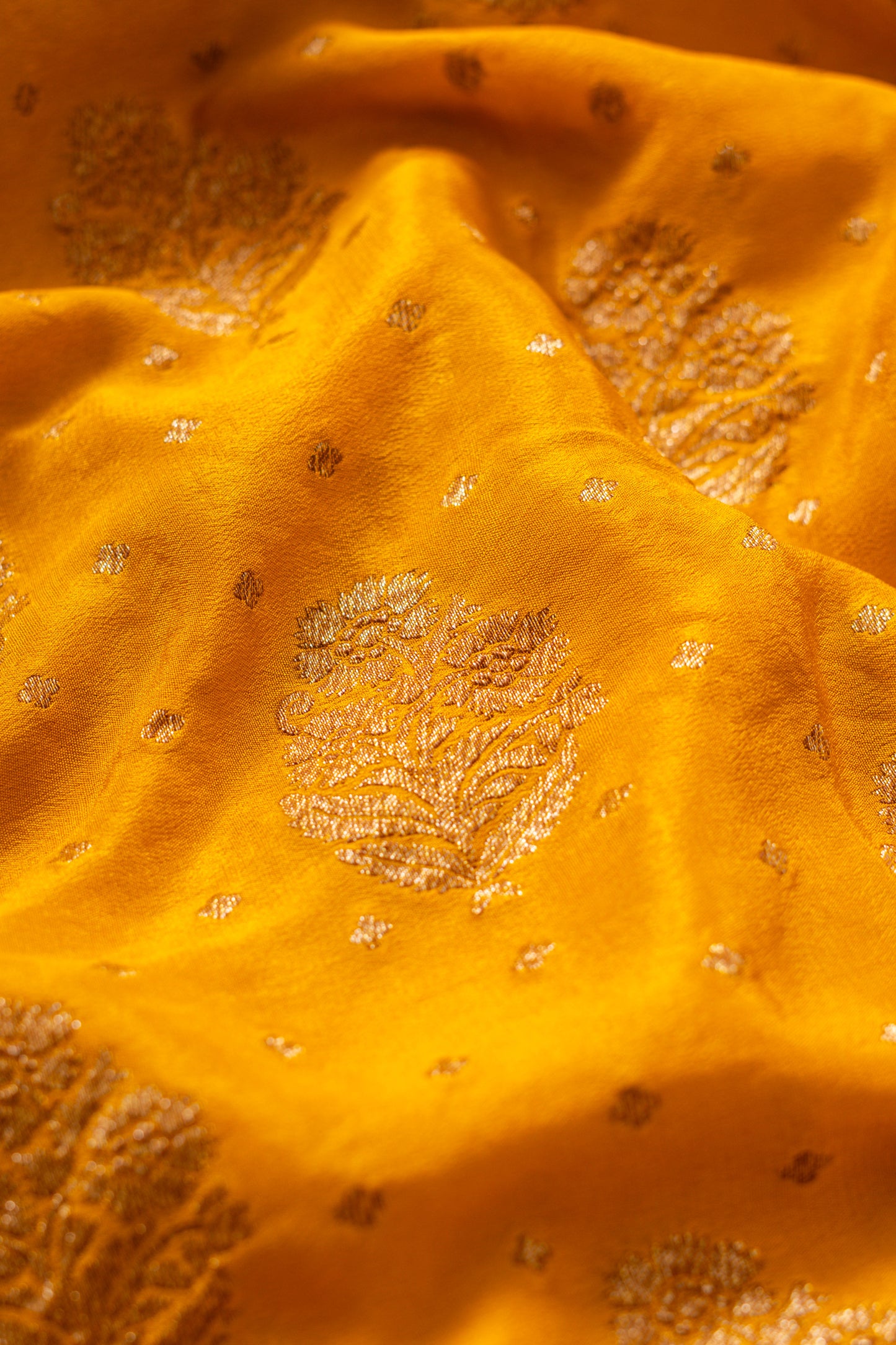 Mustard Banarasee Handwoven Saree