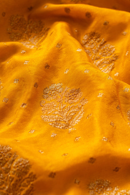 Mustard Banarasee Handwoven Saree
