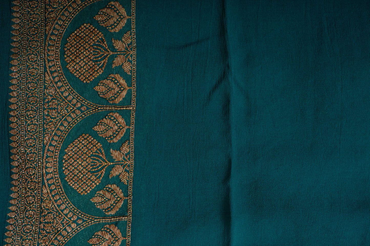 Rama Green Khaddi Georgette Handwoven Banarasee Saree