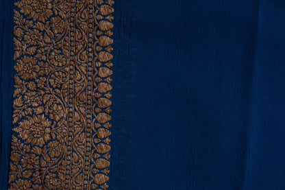 Royal Blue Khaddi Georgette Handwoven Banaras Saree