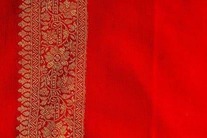 Wine Khaddi Georgette Handwoven Banaras Saree