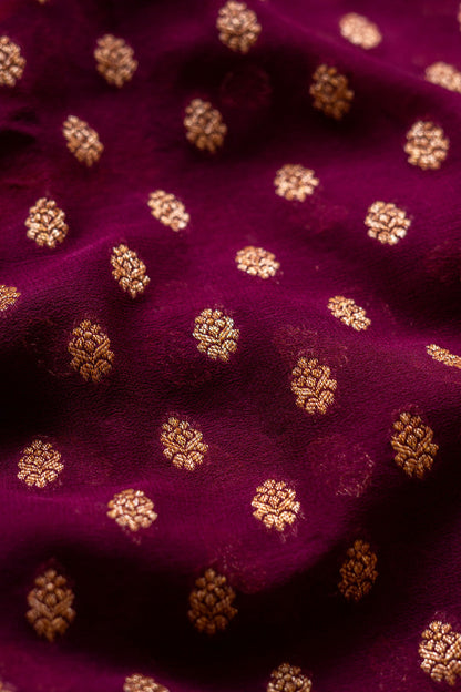 Wine Khaddi Georgette Handwoven Banaras Saree