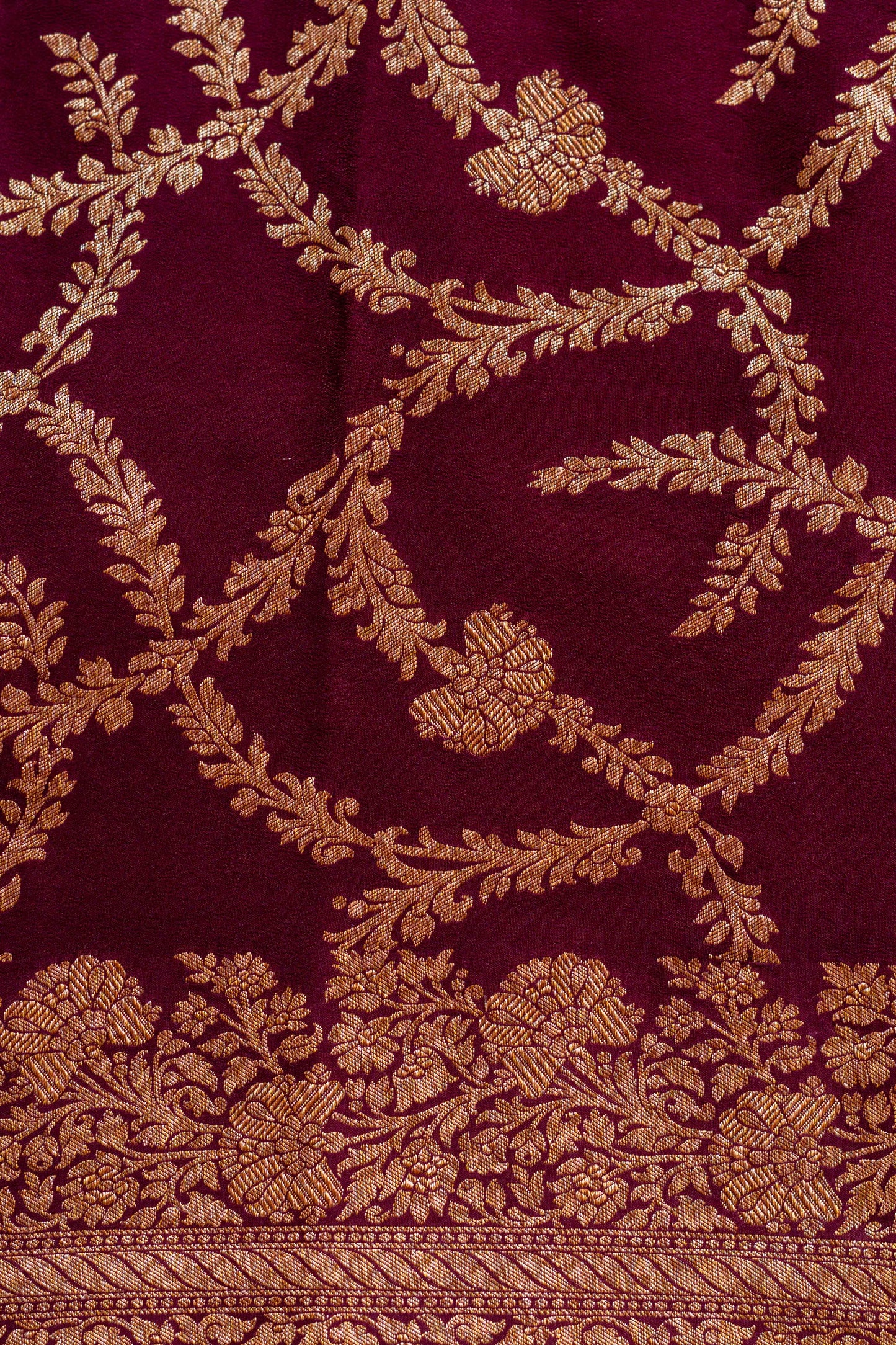 Coffee Brown Crepe Silk Handwoven Banarasee Saree