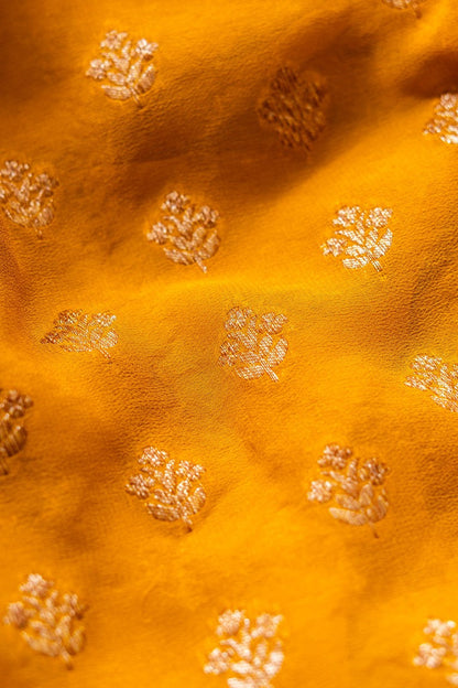 Mustard Khaddi Georgette Handwoven Banaras Saree