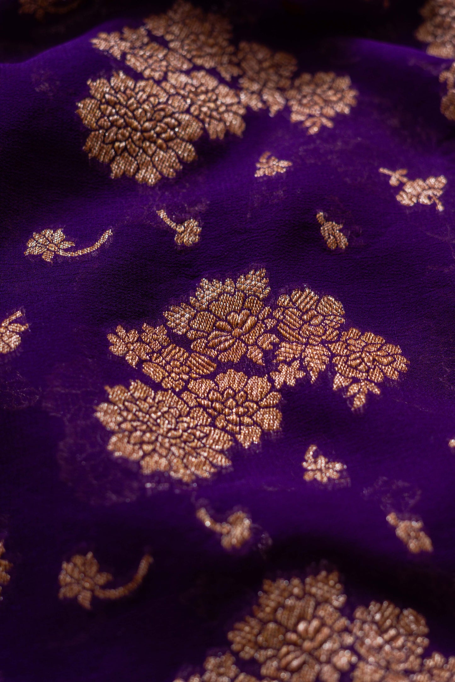 Purple Khaddi Georgette Handwoven Banarasee Saree
