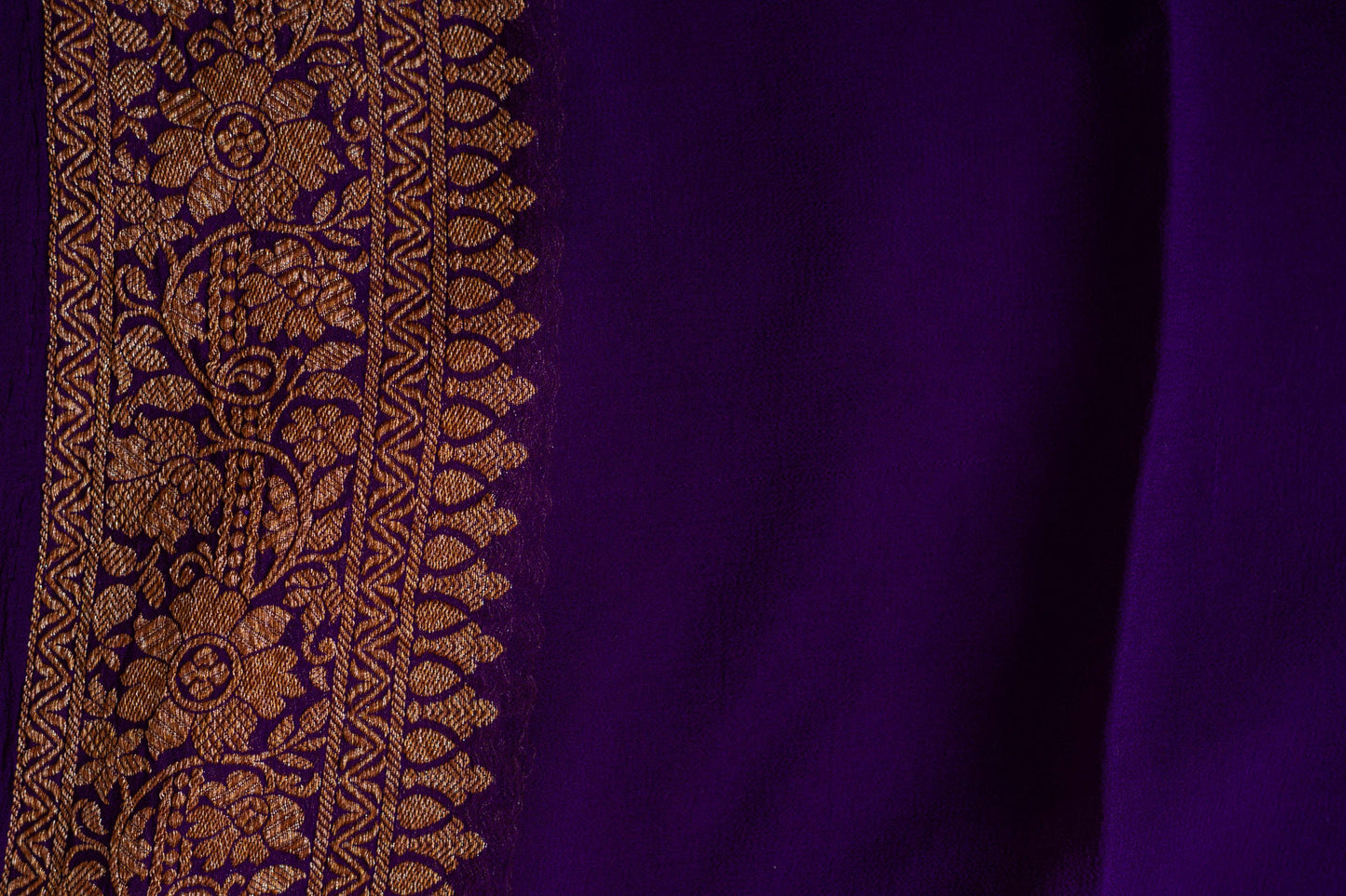 Purple Khaddi Georgette Handwoven Banarasee Saree