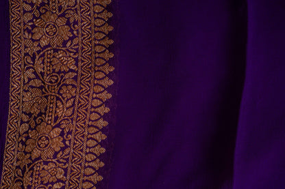Purple Khaddi Georgette Handwoven Banarasee Saree