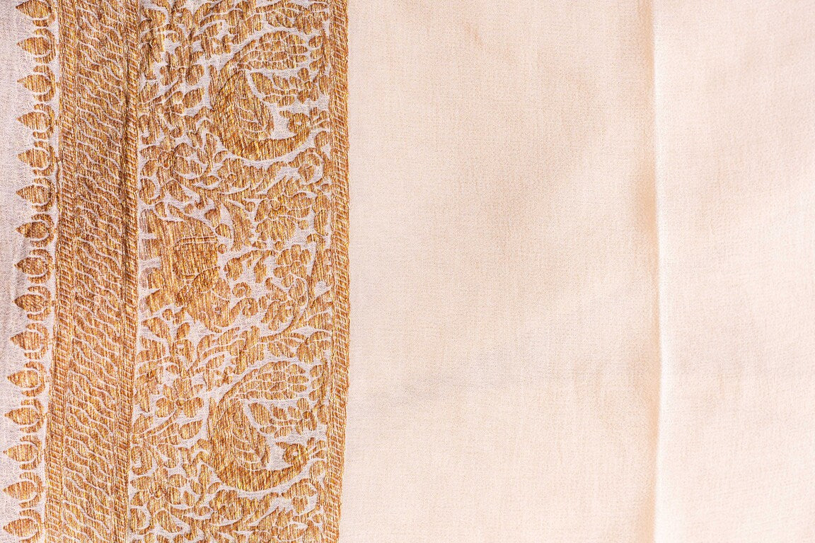 White Khaddi Georgette Handwoven Banaras Saree