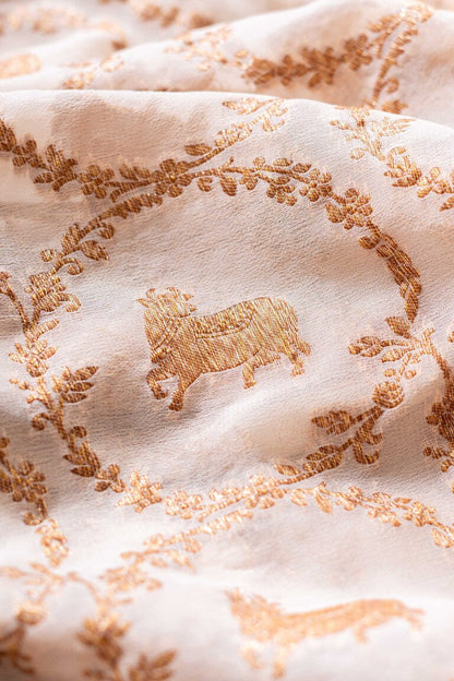 White Khaddi Georgette Handwoven Banaras Saree