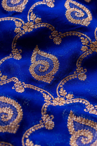 Royal Blue Khaddi Georgette Handwoven Banaras Saree
