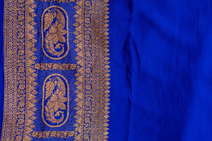 Royal Blue Khaddi Georgette Handwoven Banaras Saree