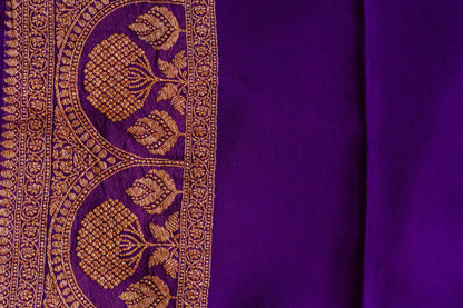 Purple Khaddi Georgette Handwoven Banaras Saree