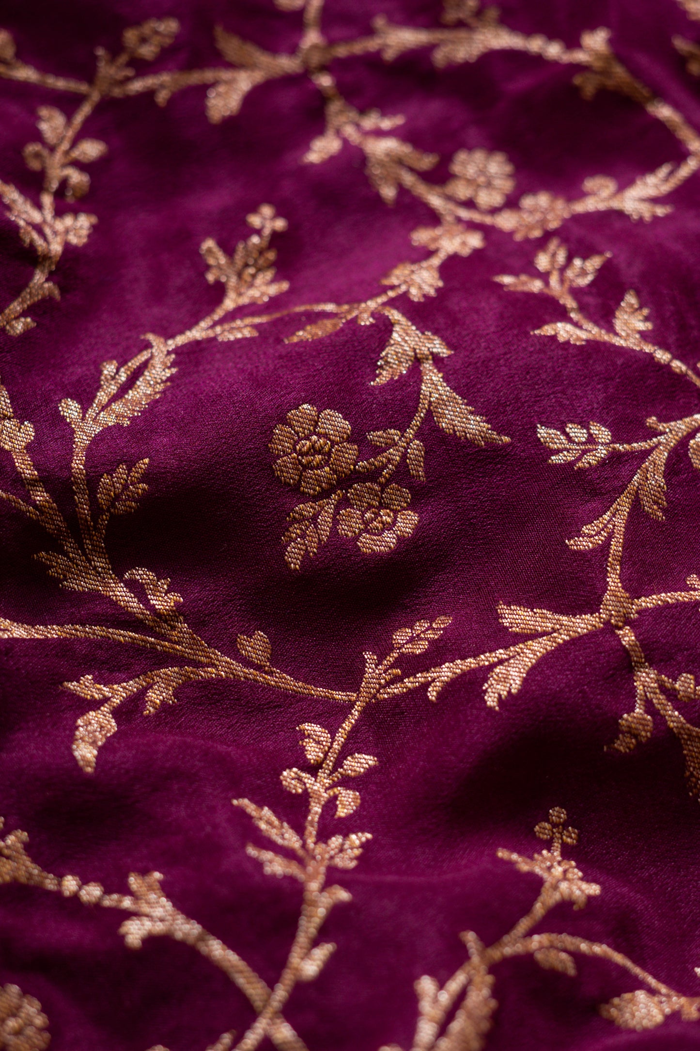 Wine Banarasee Handwoven Saree