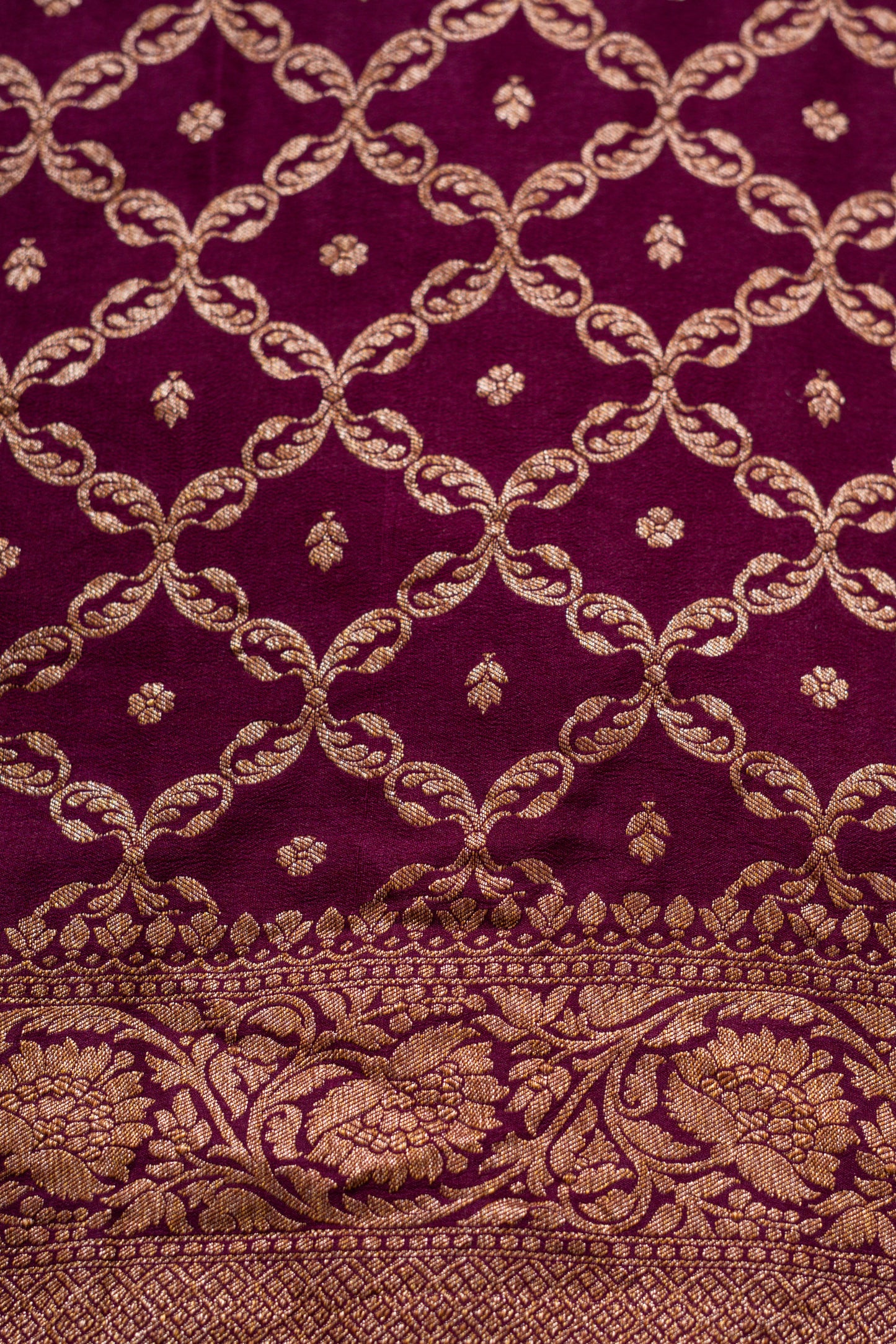 Wine Banarasee Handwoven Saree