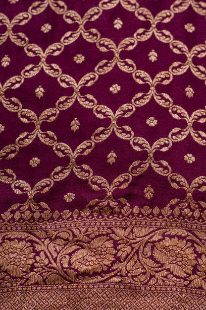Wine Banarasee Handwoven Saree