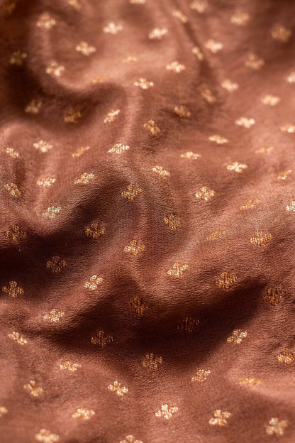 Dusky Chiku Crepe Silk Handwoven Banarasee Saree