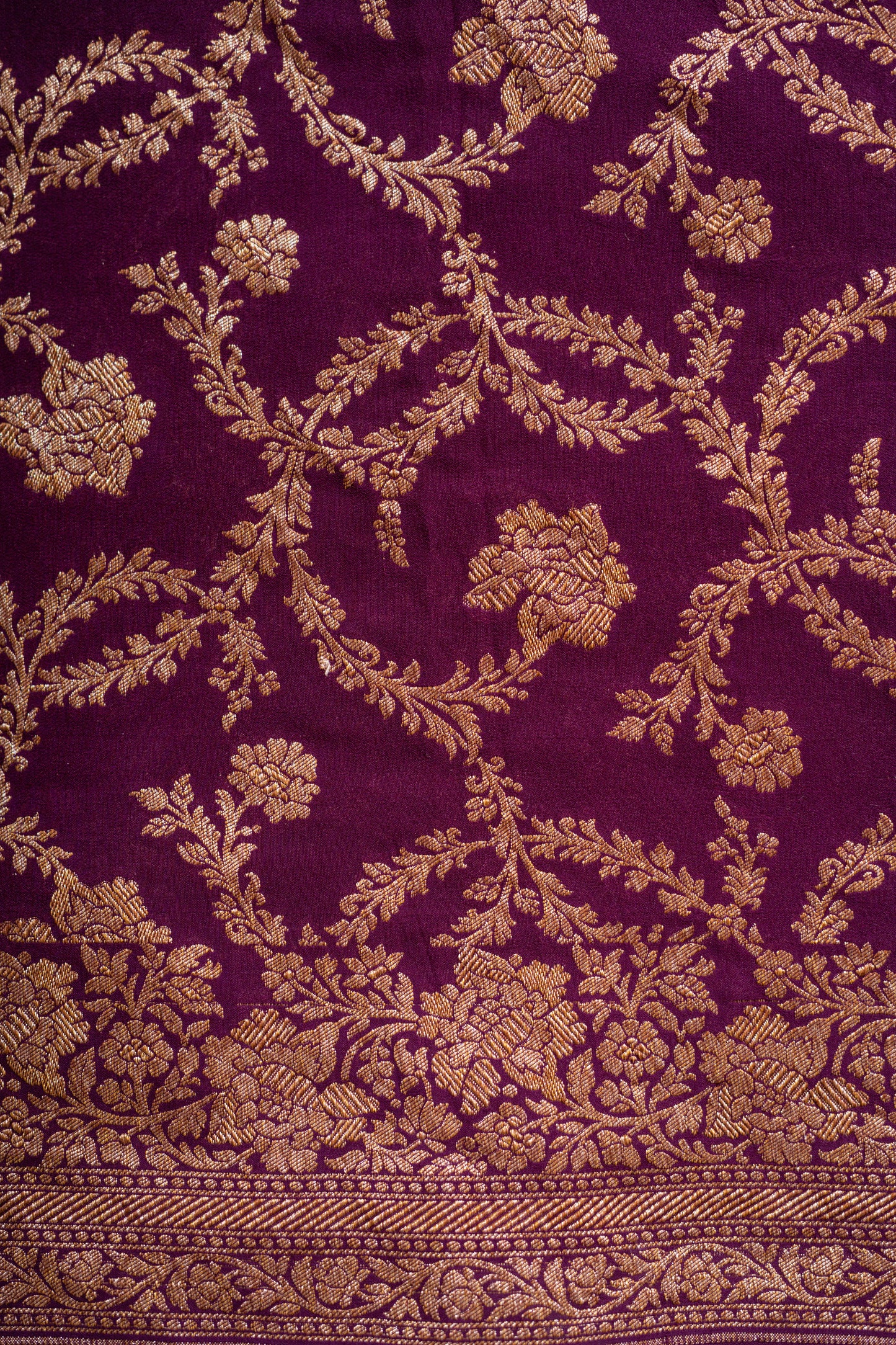 Wine Crepe Silk Banarasi Saree