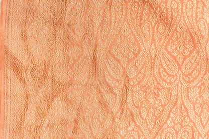 Dusky Peach Crepe Silk Handwoven Banarasee Saree