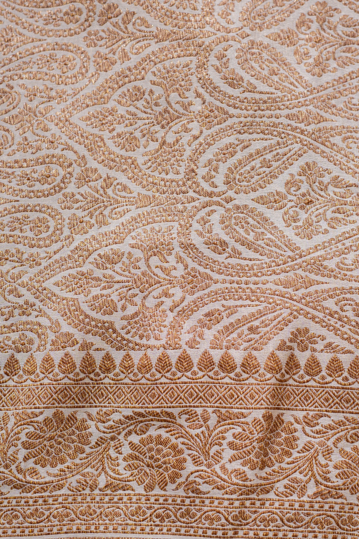 Off White Crepe Silk Banarasi Saree