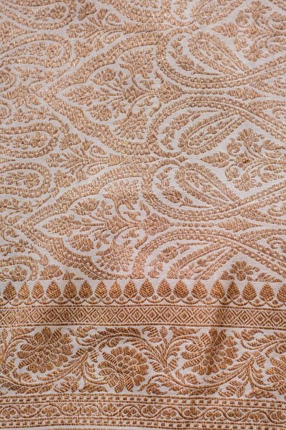 Off White Crepe Silk Banarasi Saree