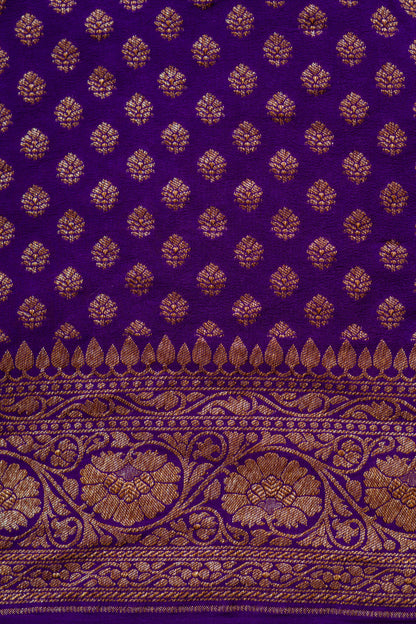 Purple Crepe Silk Banarasi Saree