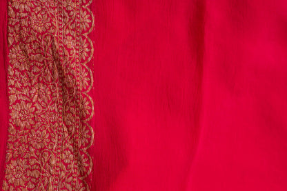 Rani Pink Khaddi Georgette Handwoven Banarasee Saree