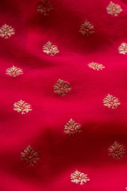 Rani Pink Khaddi Georgette Handwoven Banarasee Saree