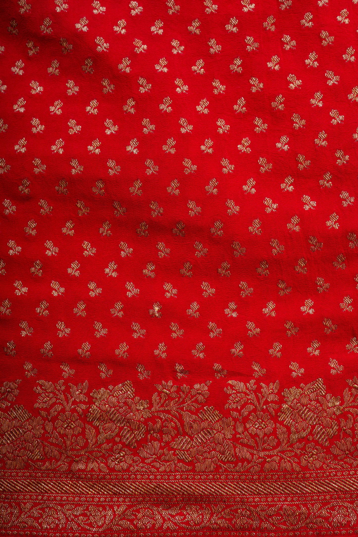 Red Crepe Silk Banarasi Saree