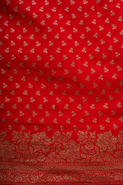 Red Crepe Silk Banarasi Saree